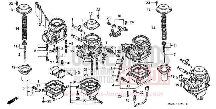 VERGASER (EINZELTEILE) von CB Seven Fifty SCHWARZ (NH1) von 1998